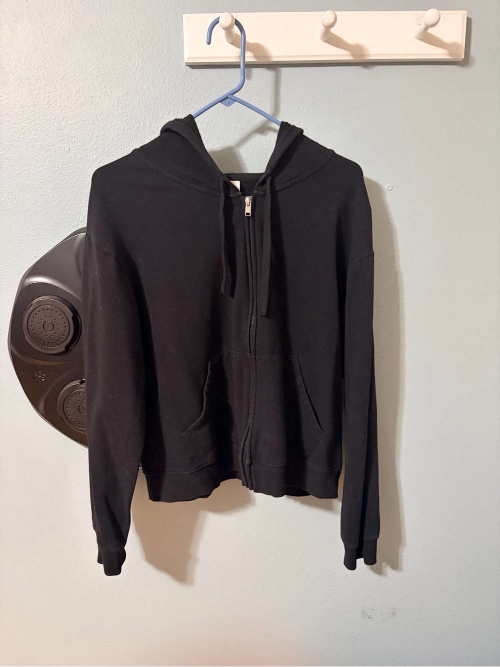 Auden Black Zip-Up Hooded Puffer Jacket